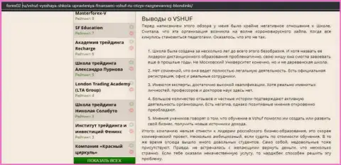 Интернет-сервис форекс02 ру также посвятил статью обучающей фирме ВШУФ Ру