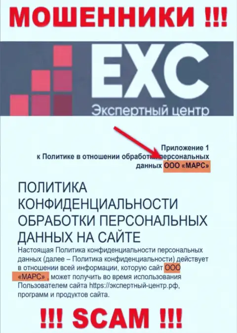 Вот кто управляет организацией Экспертный Центр РФ - это ООО МАРС