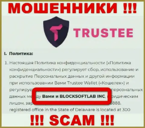 BLOCKSOFTLAB INC руководит компанией TrusteeWallet - это РАЗВОДИЛЫ !