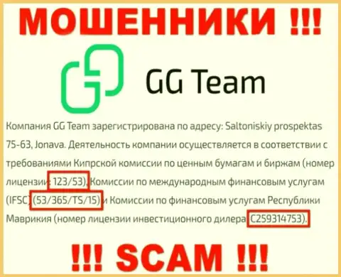 Весьма рискованно доверять конторе GG Team, хотя на интернет-сервисе и находится ее лицензионный номер