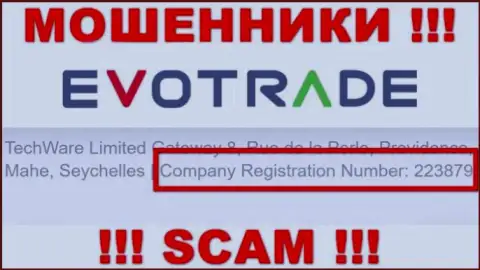 Слишком рискованно совместно работать с организацией EvoTrade, даже при явном наличии номера регистрации: 223879