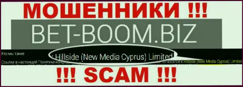 Юр. лицом, владеющим мошенниками Bet Boom Biz, является Hillside (New Media Cyprus) Limited
