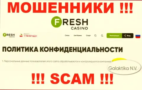 Юридическое лицо интернет махинаторов Fresh Casino - GALAKTIKA N.V
