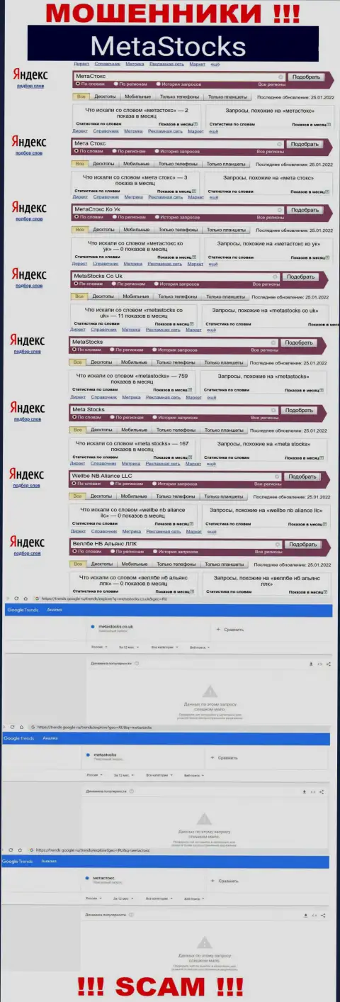 Количество online-запросов по обманщикам Wellbe NB Aliance LLC в сети интернет
