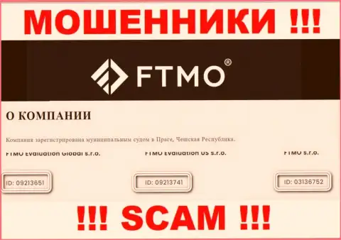 Организация FTMO предоставила свой номер регистрации на официальном сайте - 09213741