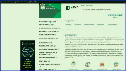 Материал о условиях для торгов Форекс брокерской организации Киехо, опубликованный на сайте Директори ФинансМагнатес Ком