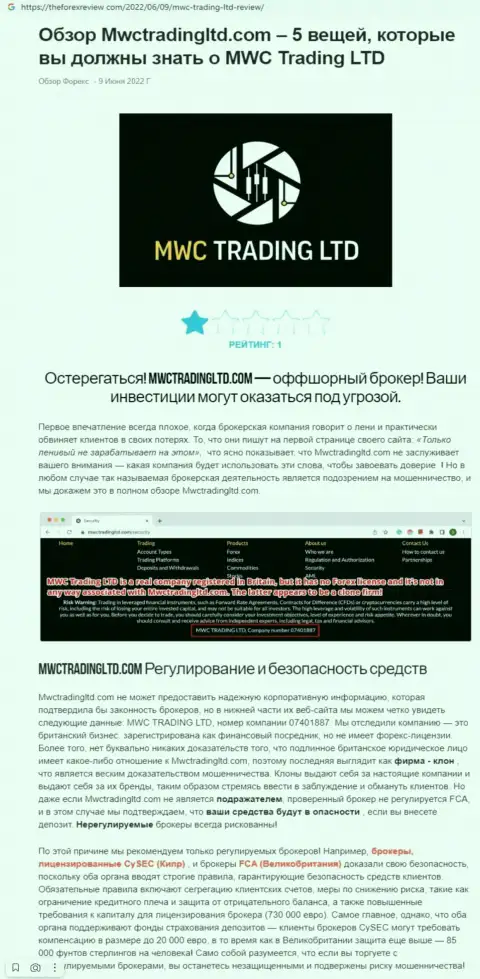 Подробный обзор методов грабежа MWCTrading Ltd (обзор)