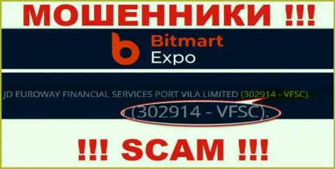 302914 - VFSC - это регистрационный номер Bitmart Expo, который предоставлен на официальном сайте организации