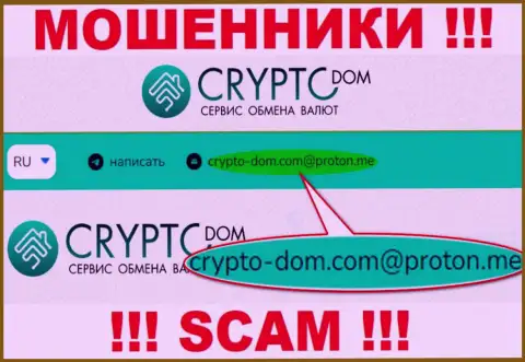 Адрес электронного ящика жуликов CryptoDom, на который можно им написать сообщение